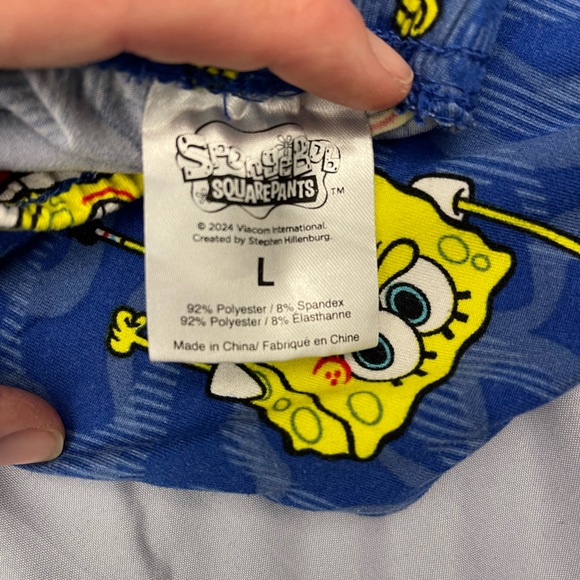 SpongeBob SquarePants Pajama Pants Men’s L Blue All-Over Print Lounge Pants - Picture 3 of 3